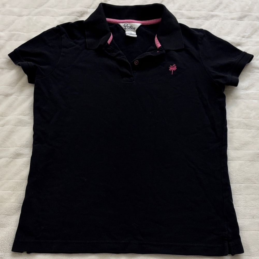 Lilly Pulitzer Black and Pink Polo Shirt